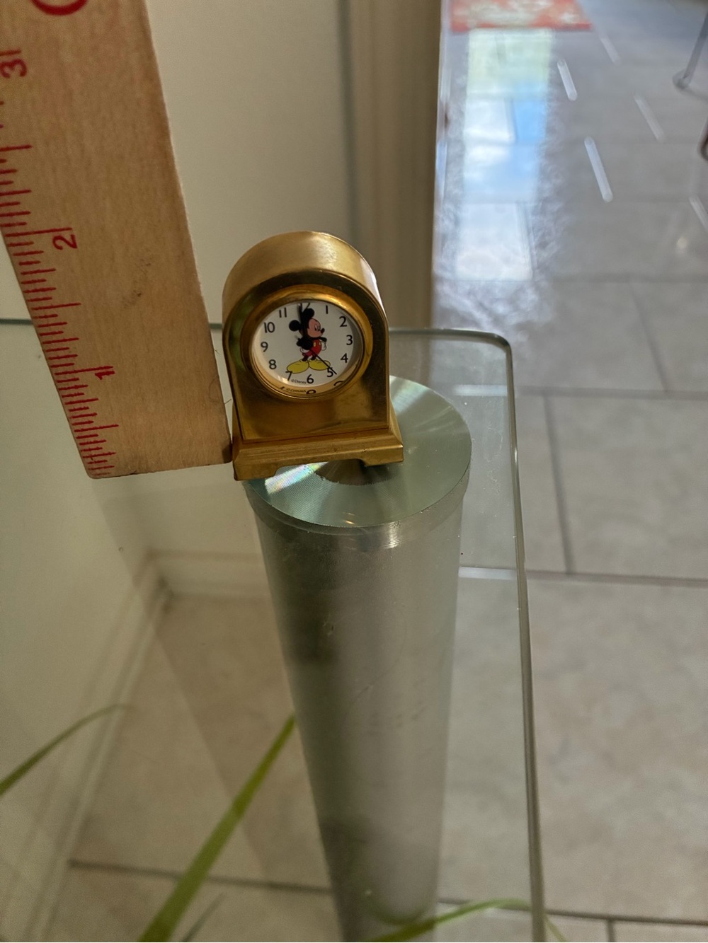 Mini Gold-tone Mickey Mouse Miniature Clock